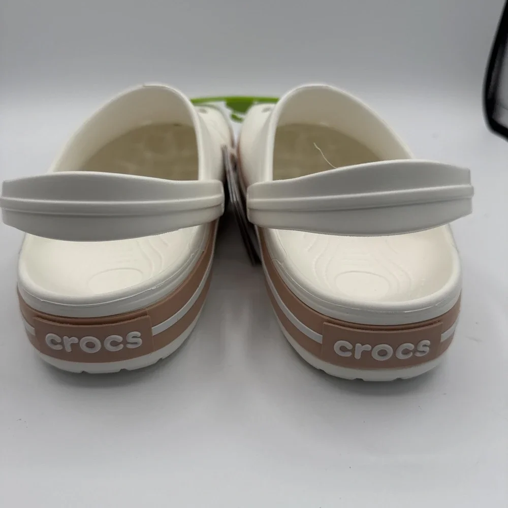Crocs Crocband Clog Shoes Men's Size 9 Women 11 White/Light Pink Sandals Comfort